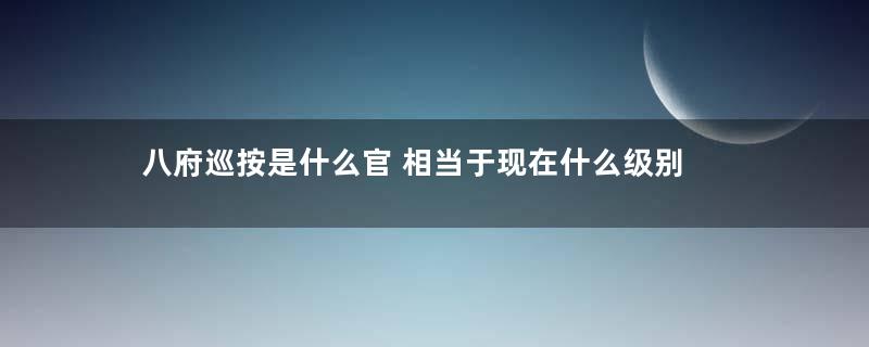 八府巡按是什么官 相当于现在什么级别